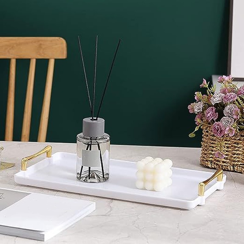 Decorative Tray Elegant Exquisite Texture Ergonomic Serving Tray with Handles
