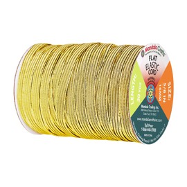 Mandala Crafts - Rollo de 20 yardas de bandas elásticas doradas metálicas de 16mm para costura - Cordón elástico plano de 5/8 - Correas elásticas trenzadas de 5/8 pulgadas para manualidades
