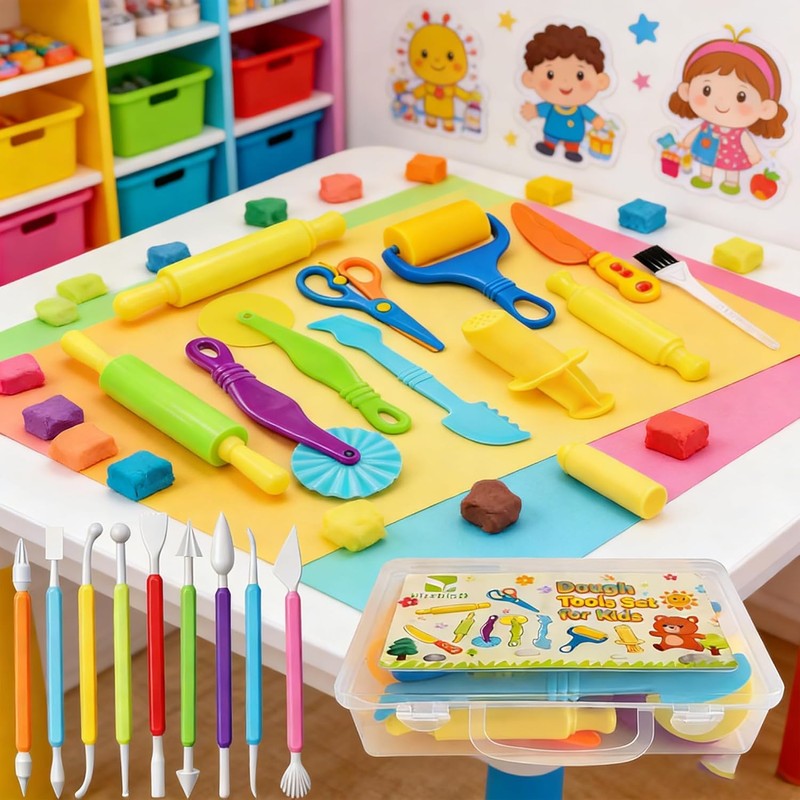Kleeblatt Dough Tools Set for Kids - 37 Pcs Playdough