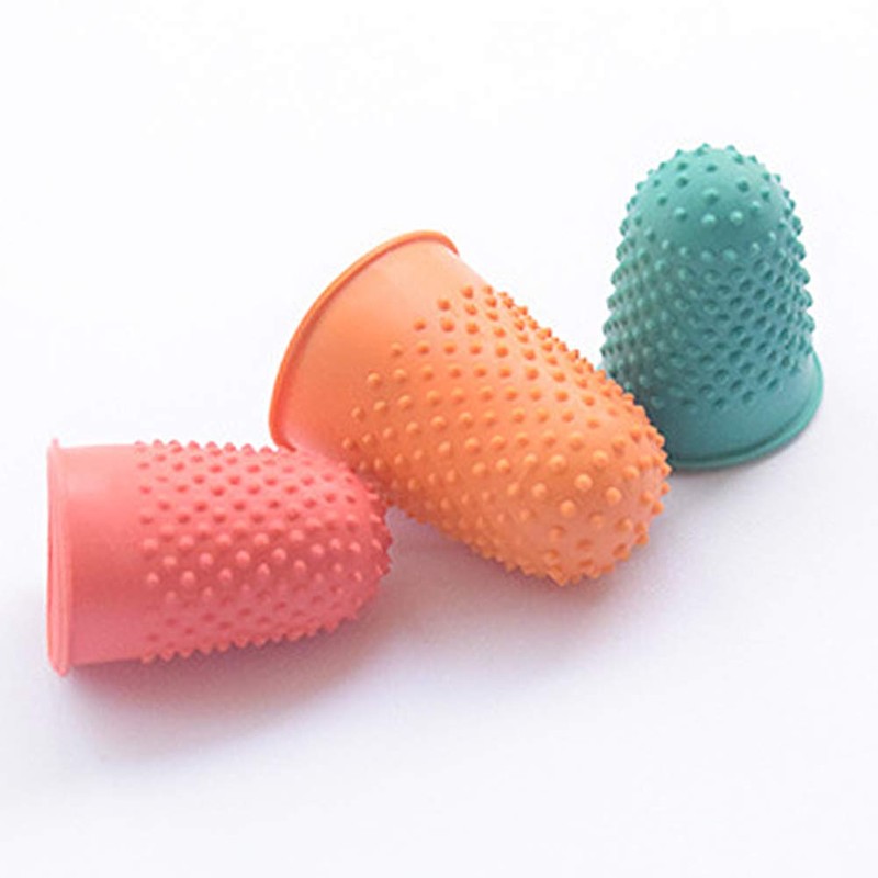 QLING 5 Pcs Blue Rubber Thimble Anti Slip Flexible Thimble