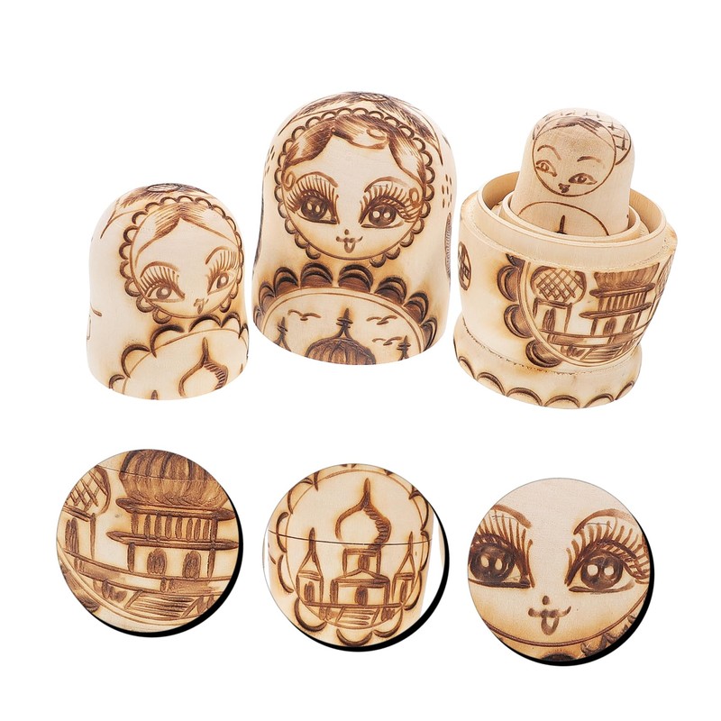 Kisangel Russian Stacking Dolls Handmade Wooden Nesting Dolls Double-Headed Eagle
