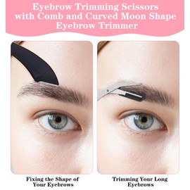 2Pcs Eyebrow Scissors for Women, Eyebrow Grooming Scissors with Comb + 2pcs Curved Trimmers, Precision Kit for Men & Women, Ideal for Facial Hair Removal
