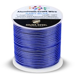 12 Gauge 100FT Aluminum Wire Jewelry Craft, Beading Wire Floral, Sculptures, Easy Bend, Beautiful Blue Color Craft Wire Simba Steel (Blue 100FT)