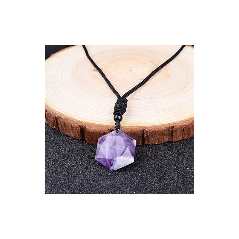 RICHARD-911 Collar Estrella Hexagonal De Amatista Piedra Natural Amuleto Meditación