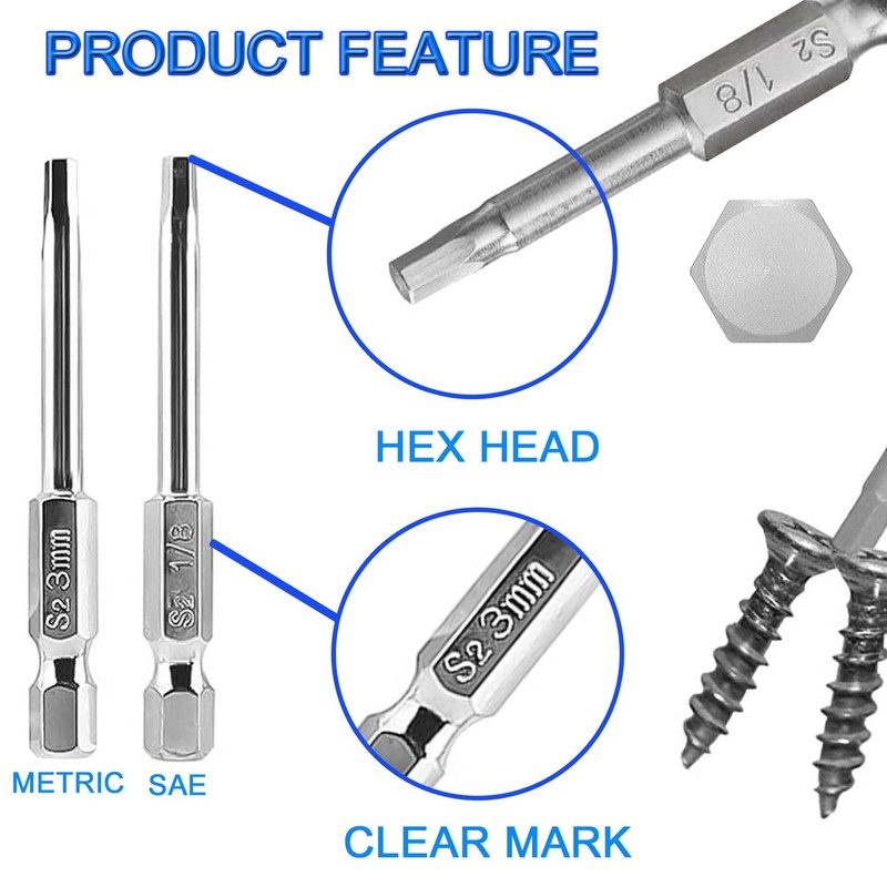JONMON Hex Head Allen Wrench Bit Set - 20Pcs 1/4