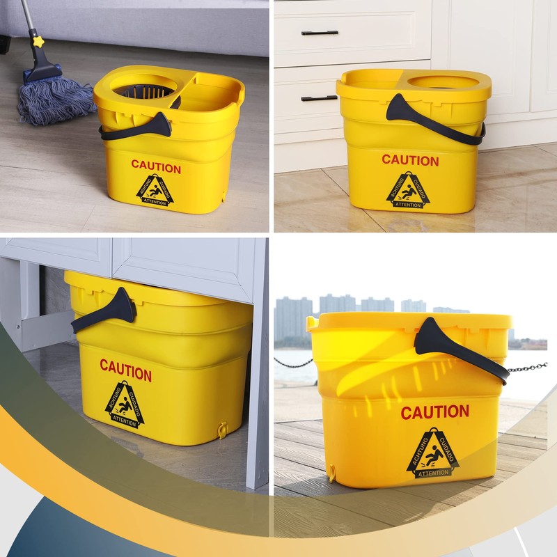 Yocada Commercial Mop Bucket with Wringer Portable Collapsible Plastic Mop
