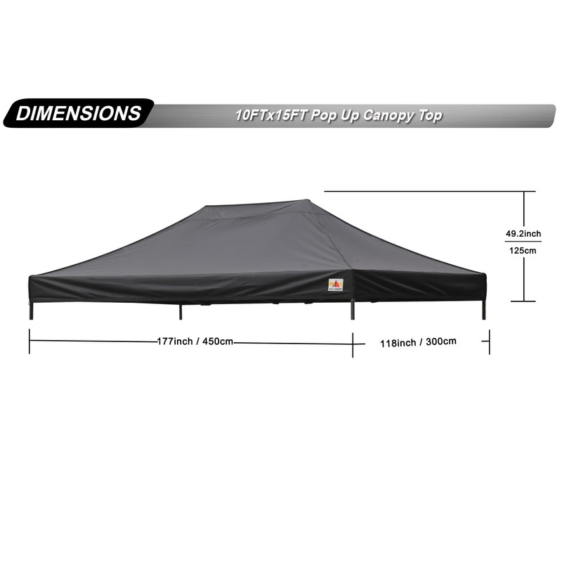 ABCCANOPY Replacement Canopy Top for Commercial Canopy Tent (10x15, Black)