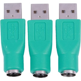 VizGiz 3 Pack USB to PS2 Adapter Older Keyboard and Mouse PS/2 6Pin Jack Connector to Computer USB 4Pin Type A Port Plug Converter for Desktop PC Laptop Notebook Without PS-2 Interface