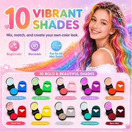12 Colours Hair Chalk Set, Rainbow Colours, Washable Hair Chalk
