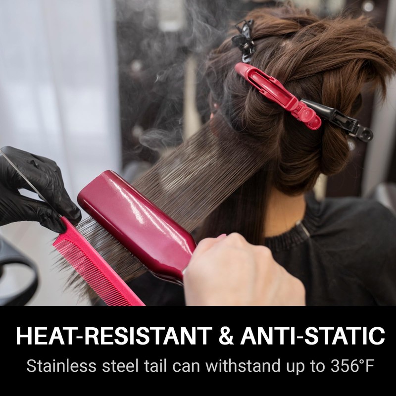 RHOS Carbon Retractable Rat Tail Comb for Parting and Styling,