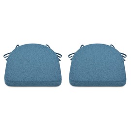 Shinnwa Dining Chair Cushions Set of 2, Non-Slip Kitchen Chair Cushions with Ties and Machine Washable Cover, 2 Pack, 17 x 16.5 x 2in, Blue