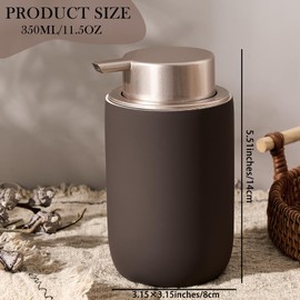 GIRLUFO Foaming Soap Dispenser with Plastic Pump,12oz Foam Dispenser Bathroom,Kitchen Foam Soap Dispenser,Brown Hand Soap Bottle(Rubber Paint& Ceramic)