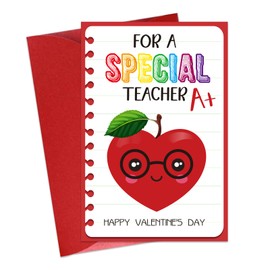 BIZIBAFF Valentines Day Card for Teacher 4x6 Teacher Appreciation Gifts for Women Men Cute Valentines Day Card Gifts for Teacher Valentine Greeting Card with Envelope Thank You Teacher Valentines Card