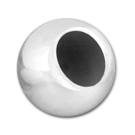 Mayas Gems 10-Large Hole 7mm Silver Beads. Sterling Silver .925 Polished Balls. Spacers.