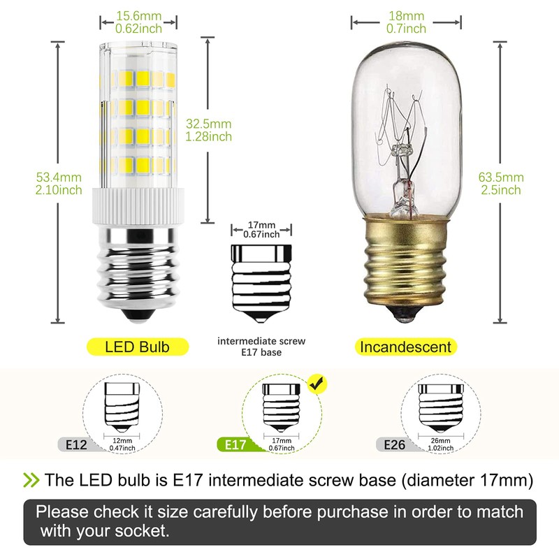 DiCUNO E17 LED Bulb, Appliance Bulbs, Microwave Oven, Stovetop Light,