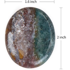 Artistone 2" Crystal Worry Stone,Polished Natural Ocean Jasper Chakra Reiki Healing Thumb Stones for Anxiety Meditation Stress Release with Gift Box