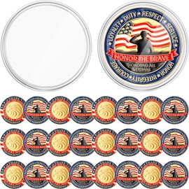 Kigeli 24 Pcs Military Challenge Coins Patriotic Challenge Coins with Protective Box Thank You for Your Service Veterans Gift Appreciation Commemorative Army Military Coins for Veterans Gift