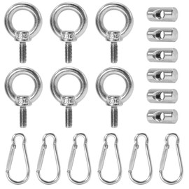 6 pieces piping stopper, 6 mm, stainless steel stopper, piping rail with 6 pieces silver carabiner, piping strip, awning hooks, piping strips, awning, piping rail, accessories for caravans,