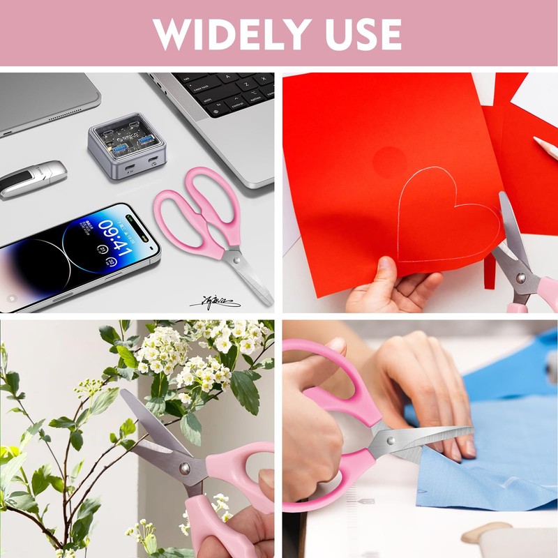 Pink Scissors for School Multipurpose Stylish: 5 inch - Comfort