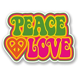2 x 15cm Peace Love Sticker Decal Symbol Hippy Camper Beetle Fun Girls #6035 (15cm Wide x 10.5cm Tall)