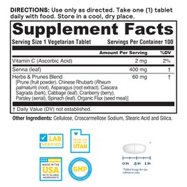 Nature's Life Herbs & Prunes - Herbal Supplements w/ 400mg Senna Leaves - Daily Wellness Support w/Prune, Cascara Sagrada, Organic Flax Seed Meal - Vegan, Lab Verified, 60-Day Guarantee, 100 Servings