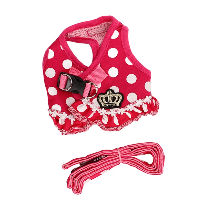 Dog Harness Leash Adjustable Escape Proof Breathable Safe Dots Design
