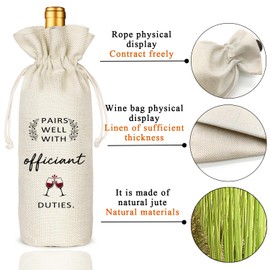 TBITON Wedding Wine Bag Gifts, Wedding Officiant Gift, Officiant Wine Bag Gift, Bridesmaid Gifts for Wedding Day, Funny Wedding Ideas, Pairs Well With Officiant Duties (Beige-Wedding02)