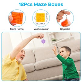 12PCS 3D Maze Puzzle Box - Mini Puzzles for Party Bags, 4.5cm Kids Brain Teasers Labyrinth Fidget Toys Party Bag Fillers for Kids Party Games, Stocking Fillers for Boys and Girls