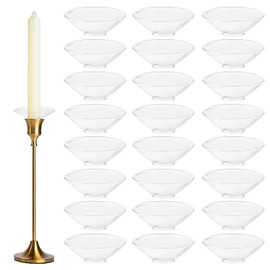 Wanmu 24 Pcs Candle Drip Protectors, Glass Bobeches for Candlestick Holders Round Wax Catcher Candle Rings for Tapers Table Candles Wedding Party Church HOM