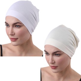 Deresina Bamboo Sleep Cap, Chemo Headgear, Thin Hat Single Layer, Breathable Sleep Cap, Beanie for Men and Women, Hair Cap for Hair Loss, Chemotherapy Headscarves, Everyday Hat, White Cream
