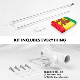 G128-6 Feet Spinning Flagpole (Silver) Ethiopia Lion 150D Flag Brass Grommets Printed 3x5 ft (Flag Included) Aluminum Flag Pole