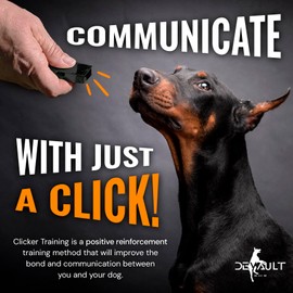 Devault Gear Black Dog Clicker with Necklace - Clickers for Pet Training - Dog Training & Behavior Aids Easy to Carry with You Anywhere - Teach Your Dog Tricks or Reward His Behavior