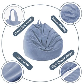 Highdi Bean Bag (No Filler),85x110cm Corduroy Bean Bags Adult, Dark Blue BeanBag Chair,Washable Lazy Sofa Soft Comfortable Indoor Outdoor for Garden Living Room Furniture