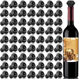 Honoson Wine Stopper Resealable Wine Pump Vacuum Stoppers Vacuum Wine Stopper Silicone Wine Saver Stoppers Practical Wine Saver Stoppers for Kitchen Supplies Wine Bottle Tools (Black, 100 Pieces)