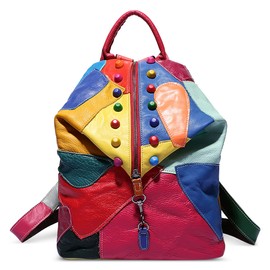 DIRRONA Fashion Anti-Theft Women's Backpack Multifunctional Shoulder Bags Daily Casual Elegant Ladies Daypack for Travel Work Shopping Dating Genuine Leather Backpacks Coloured