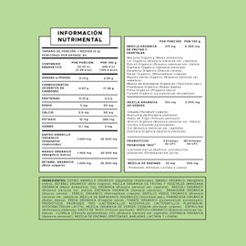 Pure Form Organic Green Mix – Suplemento Vegano en Polvo a base de Frutas y Verduras Orgánicas | Con Probióticos ProbioSEB Trio y Enzimas | Green Blend | 300 gramos | 60 porciones