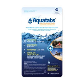 Aquatabs 49mg Water Purification Tablets (50 Pack Canadian Retail Pouch), Easy-To-Use Water Treatment for Hiking, Backpacking, Camping, and Travel
