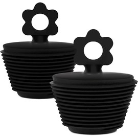 Paquete de 4 tapones universales para bañera, tapón de silicona para bañera, tapón de desagüe para bañera para desagües de fregadero de cocina (negro)