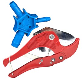 Premium Tool Set for Composite Pipe, Pipe Cutter for PVC Plastic & Multilayer Composite Pipe up to 42 mm + Calibrator 16 20 26 mm (Blue)