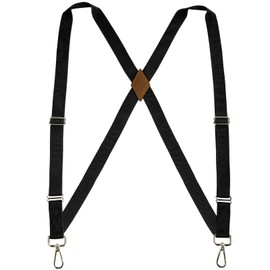 Buyless Fashion Trucker Suspenders for Men - 48" Elastic Adjustable Straps 1" - X Back Utility Braces - 5149-Black