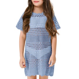 Amarmia Girls Swim Cover Up Crochet Bathing Suit Cover Ups Short Sleeve Summer Beach Dress