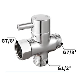 TONGNIDA Shower Diverter Valve,G1/2"Brass Shower Splitter Shower Valve with Rubber Washer,3-Way T Adapter Valve for Hand Held Showerhead,Fixed Spray Head,Handheld Toilet Nozzles,Chrome,7/8"×7/8"×G1/2