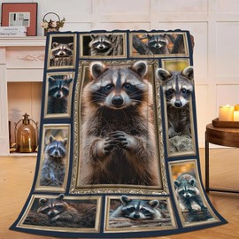 Raccoon Blanket Super Soft Warm Raccoon Animal Fleece Throw Blanket Gift for Women Girls Cozy Fluffy Raccoon Lightweight Flannel Gifts Blankets for Kids Adults 50"X40"