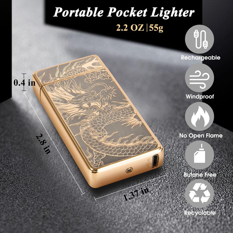 LcFun Electric USB Rechargeable Lighter, Windproof Plasma Dual Arc Lighter,