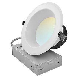 LUXRITE 6" Inch Commercial LED Recessed Light with J-Box, 5 CCT Options 2700K-5000K, 3 Wattages 30/40/50W, 0-10V TRIAC Dimmable, CRI90, 3000/4000/5000 Lumens, 120-277V, Wet Rated, IC Rated
