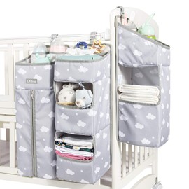 Orzbow 3-in-1 Nursery Organizer and Baby Diaper Caddy | Hanging Diaper Organization Storage for Baby Essentials | Hang on Crib, Changing Table or Wall (gray)