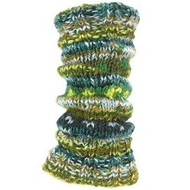 LOUDelephant Chunky Wool Knit Abstract Pattern Leg Warmers - Green