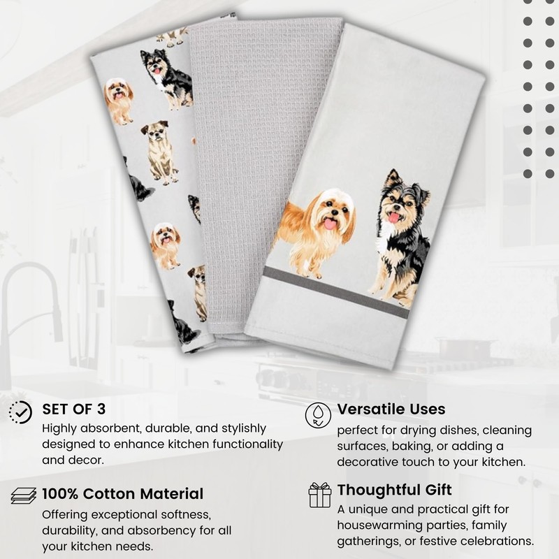Pack of 3- Novelty Tea towels for kitchen 100% Cotton