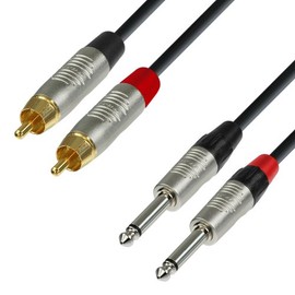 Adam Hall Cables 4 STAR TPC 0090 Twin Cable REAN 2 x Jack TS to 2 x RCA | 0.9 m