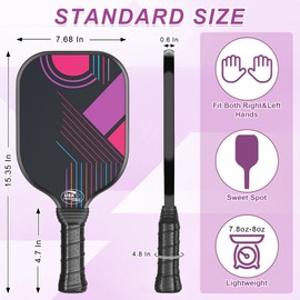 Pickleball Paddles, Carbon Fiber Pickleball Paddles Set of 2, Pickle Ball Rackets 2 Pack, Pickleball Equipment and Accessories Outdoor, Includes 4 Balls and Bag for Beginners, Pros, Adults
